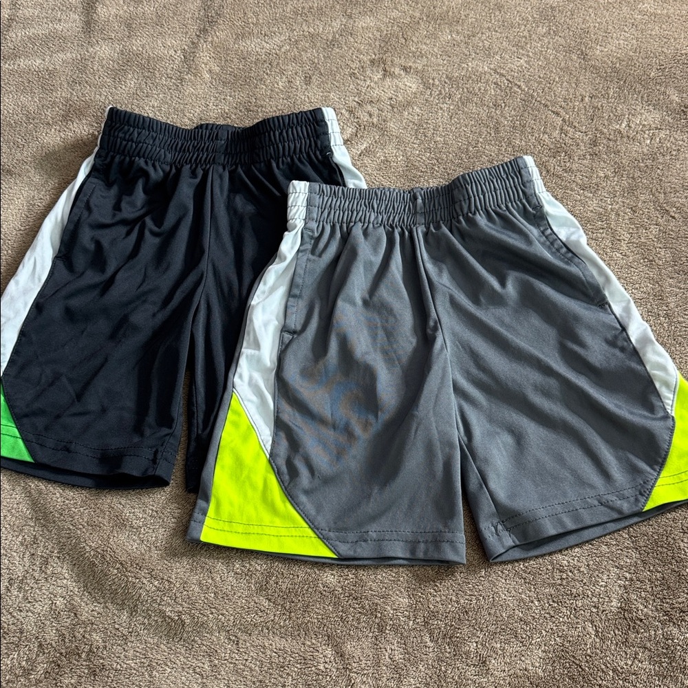 2 PC Boys Athletic Pull On Shorts Bundle in Black and Gray